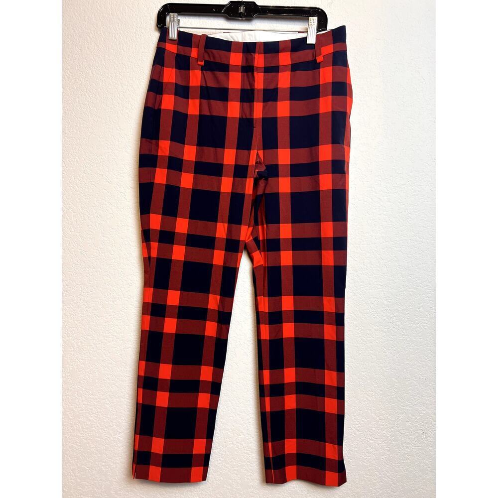 Tory Burch Sport Tech Twill Golf Pants Red Navy Ankle Size 4
